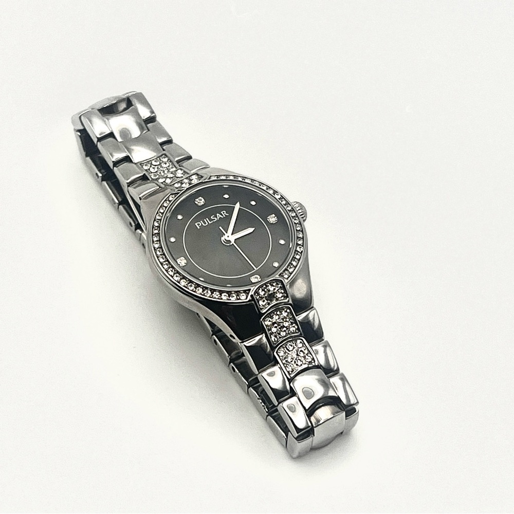 PULSAR Watch Silver and Black with Rhinestone Accents - Picture 6 of 11